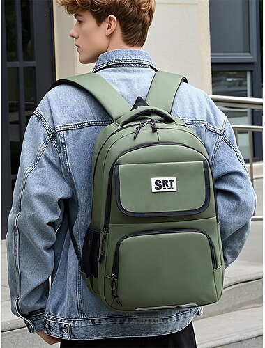  Zaino casual da uomo con più scomparti, materiale in nylon resistente, design elegante per la scuola, i viaggi e l'uso quotidiano - disponibile in verde, grigio, blu e nero