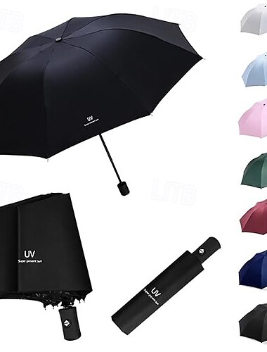  parasol anti-uv parasol, lichtgewicht compacte reisparaplu voor vrouwen en mannen, waterdichte opvouwbare parasol, draagbare uv-bescherming regen of zonneschijn