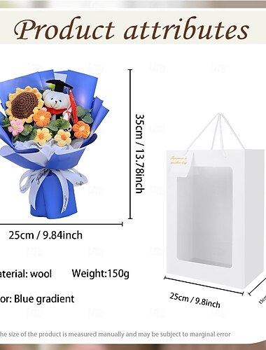  Gehäkelter Blumenstrauß zum Schulabschluss, handgemachtes Andenken an ewige Blumen aus Garn – einzigartiges Abschlussgeschenk für sie, Erinnerung an den Jahrgang 2025, ewig blühende Zeremonienblumen