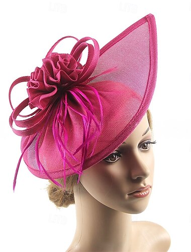  Headdress Flax Feather Fedora Hat Wedding Evening Party Tea Party Horse Race Cocktail Vintage Cute With Feather Headpiece Headwear