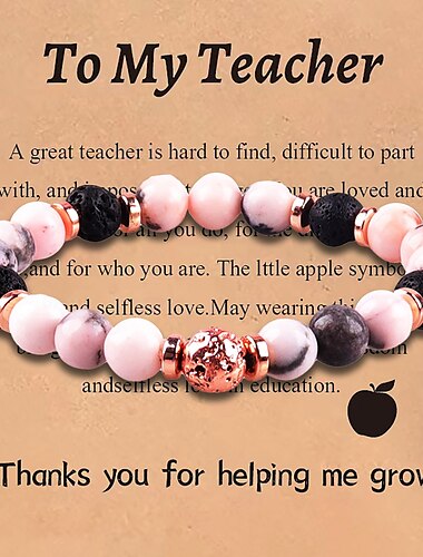  Lehrer-Dankesarmband, süßes handgemachtes Armband aus Polymerton, Liebe, Lehren, Inspirieren, Buchstabenperlen, Stretch-Armband für Frauen, zurück zur Schule, Schmuck, Lehrer-Abschlussgeschenk