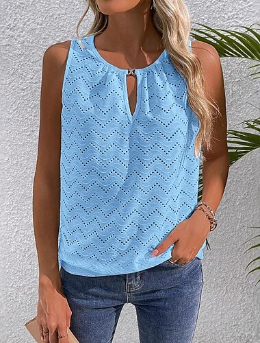 Damen Camisole-Tanktop Einfach Elegant Vintage Tropisch Ärmellos Rundhalsausschnitt Normale Oberteile Täglich Ferien Gerafft Weiß Blau Orange Grün Sommer Frühling
