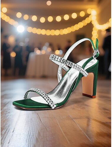  Weiße Damen-Sandalen mit Strass-Blockabsatz – Braut-Ball-Heels für Hochzeiten, Partys und elegante Abende