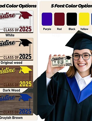  examensgåvor 2025 pengahållare trä examen pengar kontant kuvertlåda för klass av 2025 senior college universitet akademiker