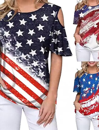  Independence Day 4 juli Amerikaanse Vlag T-Shirt Manga Back To School Amerikaanse Vlag Grafisch Voor Dames Volwassenen Maskerade 4 juli 3D afdrukken Festival