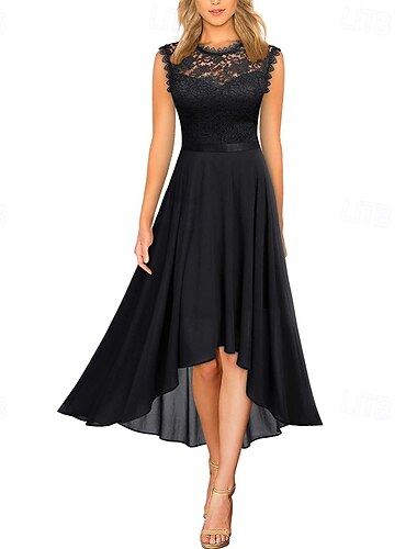  Femmes Robe Midi Robe de Soirée Robe de Cocktail Mode Moderne Soirée Occasion Spéciale Fête du thé Coupe régulière Uni Sans manches Col ras du cou Noir Rose Claire Été
