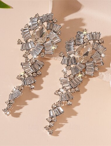  Orecchini a cerchio in zirconia cubica argento stile vintage goccia geometrica orecchini di moda vintage gioielli argento per festa di matrimonio vacanza 1 paio