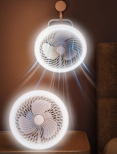  1 ventilador multifuncional, colgante vertical, tres usos, tres niveles de atenuación, aire acondicionado, control remoto de carga USB, uso en oficina, camping, hogar.