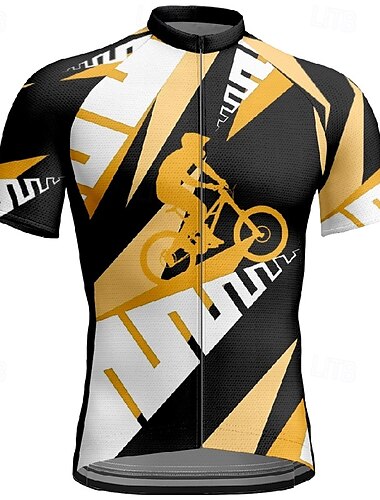  Męskie Koszulka rowerowa Krótki rękaw Rower Tee Tshirt Dżersej z 3 tylnymi kieszeniami Kolarstwo górskie Oddychający Szybkie wysychanie Anatomiczny kształt Odprowadzające wilgoć Żółty Czerwony