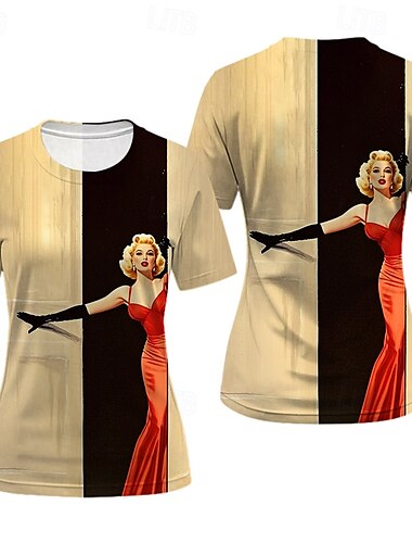  Trička Retro plakát Retro dívka Grafika Pro Dámské Dospělé Plesová maškaráda 3D tisk Dovolená Párty