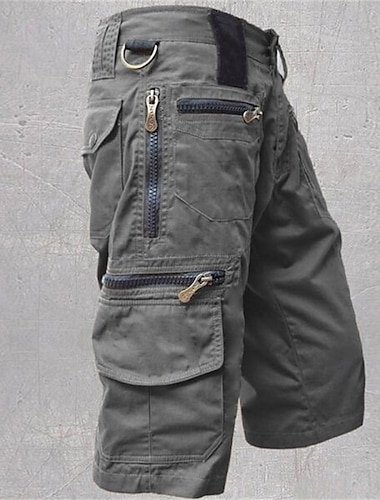  Voor heren Cargoshorts Capri broeken Zomer korte broeken Zak met rits Meerdere zakken Effen Comfort Draagbaar Kuitlengte Buiten Urheilu Dagelijks Modieus Casual Zwart Lichtgroen