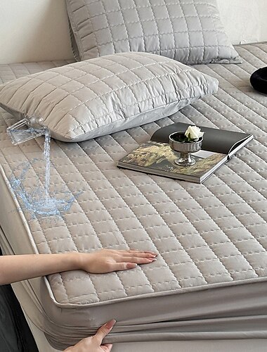  Queen Voll König Schutzbettbezug Wasserdichter Matratzenschoner Gequiltete Fitted Matratzenauflage Bettprotektor Bezug Weich Bequem Einfarbig für Schlafzimmer Gästezimmer mit Tiefer Tasche