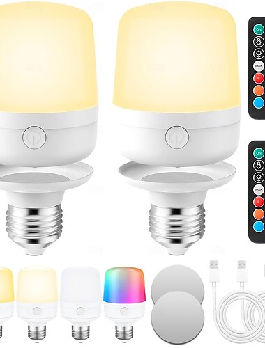  1 lámpara E27 con cabezal de carga magnética, luz nocturna pequeña, control remoto desmontable, lámpara de noche, luz de pared, atenuación ajustable, interfaz tipo C.