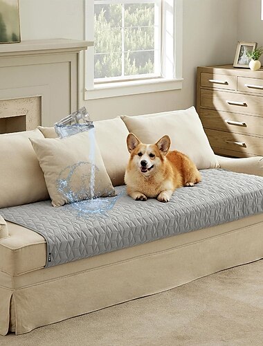  Funda de sofá 100% impermeable para perros, manta para perros impermeable, antideslizante y lavable para sofá, protector de muebles liviano y duradero para mascotas, gatos y cachorros con base antideslizante
