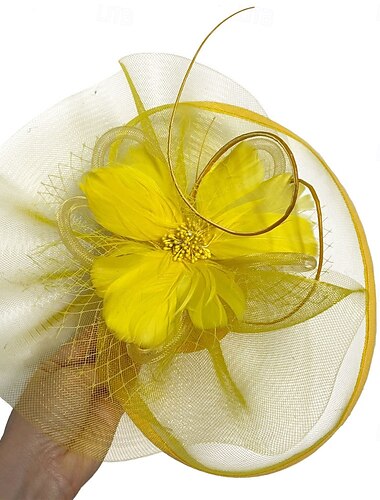  Hovedstykke Fjer sinamay Bryllup Aftenselskab Elegant Bryllup Med Fjer Blomst Medaljon Hovedbeklædning