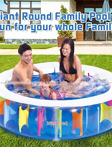  Aufblasbarer Pool, Kinderpool für den Hinterhof, aufblasbare Pools für draußen, tragbarer Wasserpool für Kleinkinder, Kinder und Erwachsene, runde Pools zum Schwimmen bis zu 3 Jahren,