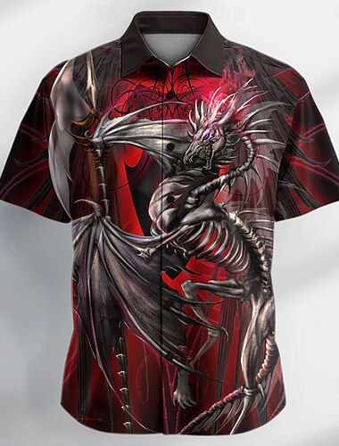  Chemise boutonnée à manches courtes pour homme, motif libellule, épée de dragon et lame de lich, Ruth Thompson-Yujin Jung, édition limitée.