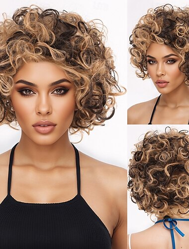  Synthetic Wig Loose Curl Water Wave Asymmetrical With Bangs Machine Made Wig 10 inch A1 Synthetic Hair Women's Classic Comfortable Highlighted / Balayage Hair Blonde