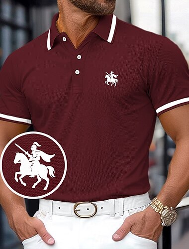  Pánské Bavlněná polokošile Golfové polokošile Práce Obchod Žebrovaný polo límec Klasický Krátký rukáv Základní Moderní Pevná barva Knoflíky Logo Jaro léto Slim Tmavě červená Žlutá Námořnická modř Šedá