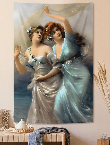  Vintage Malerei Hängender Wandteppich Wandkunst großer Wandteppich Wandgemälde Dekoration Foto Hintergrund Wohn Schlaf Wohnraum Dekoration Grande Odalisque
