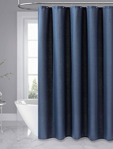  Stoff 200 cm hoch duschvorhang waschbar Waffelstruktur Schwerlast Vorhänge für Badezimmer Hotel Spa Luxus Gewichtet Polyester Badvorhang Set mit 12 Kunststoffhaken
