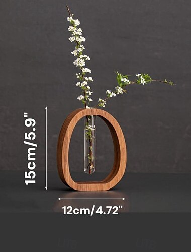  Massivholz-Glasvase, Hydrokultur-Reagenzglas-Übertopf, minimalistischer Blumenhalter, Naturholzrahmen, modernes Wohndekor, Tisch-Pflanzenvermehrungsstation, klein &große Größen