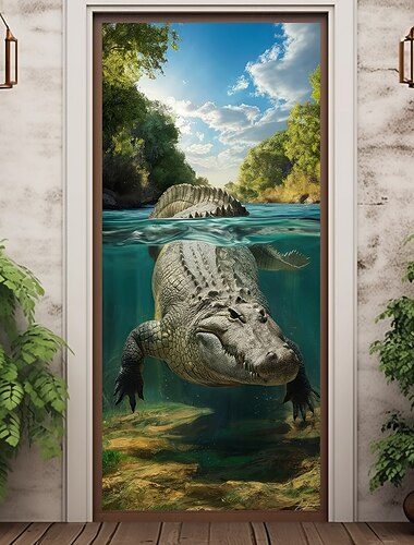  Decorace na dveře s krokodýlem kryty dveří tapisérie na dveře závěsy na dveře dekorativní pozadí na dveře pro interiér/exteriér banner na vstupní dveře farmy