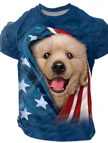  patriotyczny szczeniak golden retrievera vincent hie męska koszulka 3d koszulka z krótkim rękawem koszulka z nadrukiem 3d koszulka z okrągłym dekoltem moda przesadzona codzienna impreza uliczna
