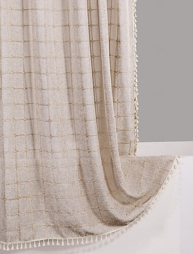  ボヘミアンファームハウスシャワーカーテンセット180cm*180cm(70"*70"),モダンコットンリネンファブリックシャワーカーテン中立的なカントリーバスルームデコ、タンブラウンボヘミアンラスティック