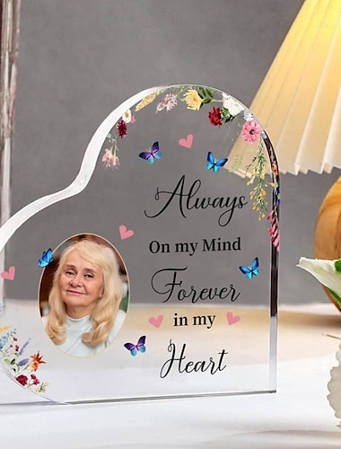  personalisierte herzförmige Acryltafel, individuelles Geschenk für Mama, einzigartiges Muttertagsgeschenk mit Foto, perfekte Schreibtisch- oder Regaldekoration, um Liebe und Dankbarkeit auszudrücken