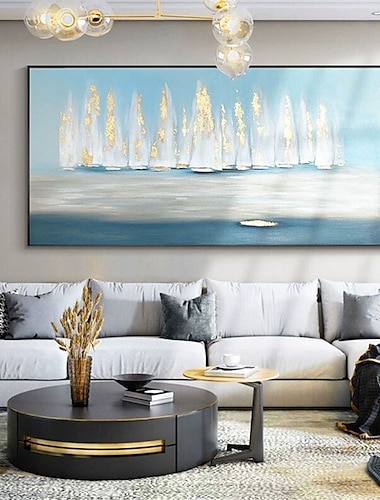  dipinto di barca a vela, dipinti ad olio di barche, dipinti a mano, decorazioni naturali per la casa, pittura a olio di paesaggio su tela, arte astratta, dipinto di barca a vela, cielo blu, natura,