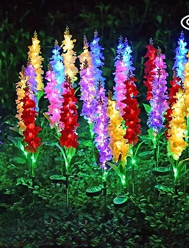  Zonne-energie bloemenverlichting voor buiten, waterdicht, violette verlichting, bloemenstok, waterdicht, zonne-energie bloemenverlichting voor tuin, gang, tuin, gazon, terras, pad, balkon, zwembad, bruiloft, decoratief