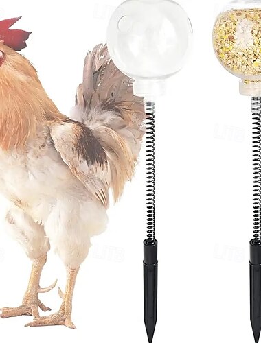 verpakking van 2 plastic kippenpikspeeltjes met hangende slowfeeder pluimvee eenden vogels papegaaien katten eekhoorns - interactief dierenspeelgoed