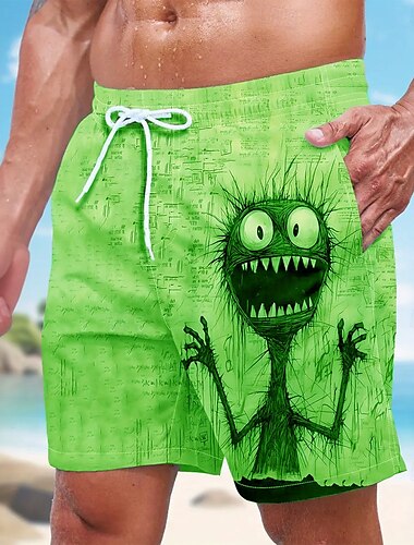  Herren Tiermotiv Lustig Badehosen Badeshorts Boardshorts Mittlere Taille Streetwear Hawaiianisch Strandurlaub Seitentaschen Netzfutter Elastischer Kordelzug in der Taille Designer Bekleidung