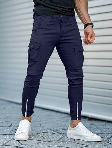  Herren Cargo-Hosen Hose Chinos Sommerhose Freizeithose Reißverschluss Mehrere Taschen Einfach Komfort Atmungsaktiv Knöchellang Lässig Täglich Ferien Urlaub Mode Schwarz Weiß Dehnbar