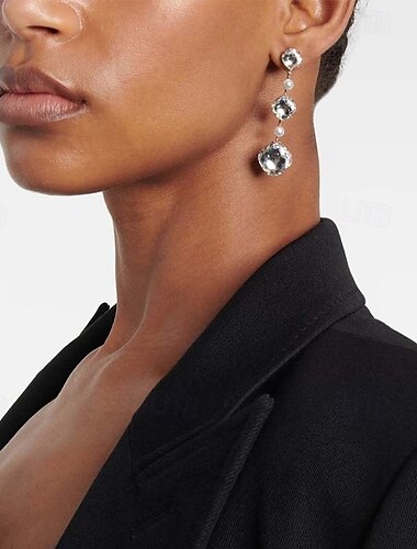  Damen Ohrstecker Geometrisch Kostbar Gypsophila Elegant Vintage Künstlerisch Imitationsdiamant Ohrringe Schmuck Silber Für Hochzeit Party Geschenk Täglich 1 Paar