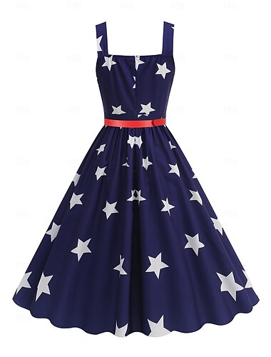  Film / Fernsehen Thema Kostüme Kleid Swing-Kleid Ausgestelltes Kleid USA Flagge Damen Karneval Maskerade 4. Juli Alltagstauglich Erwachsene Kleid Sommer