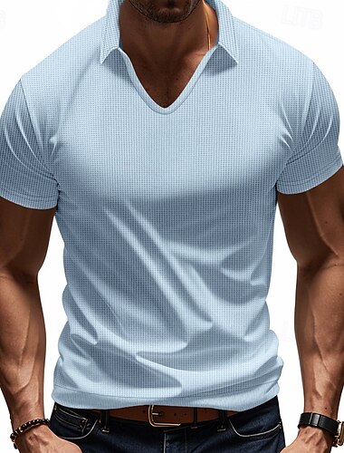  Herren Golfshirt Piqué-Poloshirt Geschäft Lässig Revers Kurzarm Mode Basic Einfarbig Texture Knöpfe Sommer Frühling & Herbst Normale Passform Dunkelbraun Weiß Hellgrau Grün Khaki Hellblau Golfshirt