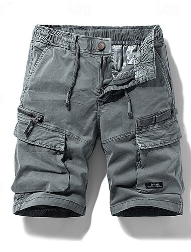  Per uomo Pantaloncini cargo Shorts Pantaloncini Estivi Coulisse Elastico in vita Multi-tasche Semplice Comodità Indossabile Lunghezza al ginocchio All'aperto Sport Quotidiano Moda Casual Nero Cachi