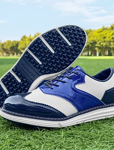  Rote und marineblaue Golfschuhe für Herren – leistungsstarke Schnürsneaker mit Lederdetails für Golf, Sport und Freizeit