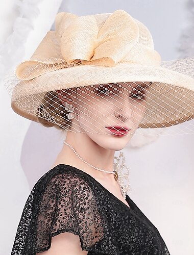  Hats Flax Bowler / Cloche Hat Sun Hat Top Hat Wedding Tea Party Elegant Wedding With Bowknot Headpiece Headwear