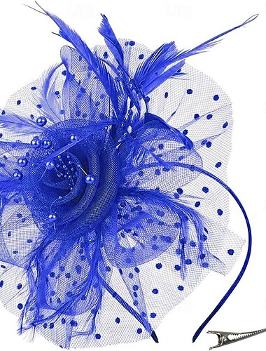  naisten höyhenverkko kukka kiehtova hatut naisille häät teejuhlat kentucky derby kirkko otsanauhalla ja klipsillä