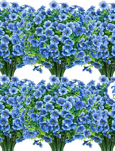  20 Bündel Kunstblumen für die Außendekoration, künstliche Seidenblumen, UV-beständige Kunstpflanzen, künstliche Gänseblümchen, Eukalyptus für Frühling, Sommer, Garten, Hof, Veranda, Fenster,