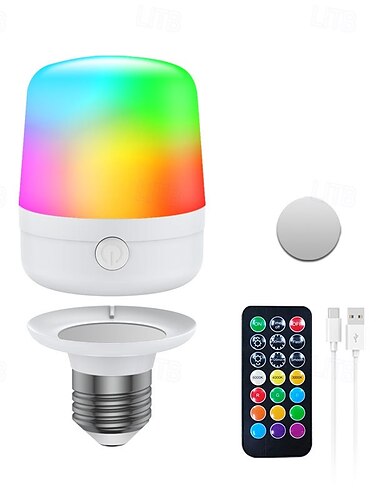  1 Stück E27 Lampenkopf zum Aufladen, magnetisch, kleines Nachtlicht, abnehmbare Fernbedienung, Nachttischlampe, Wandleuchte, einstellbare Dimmzeit, Typ-C-Schnittstelle