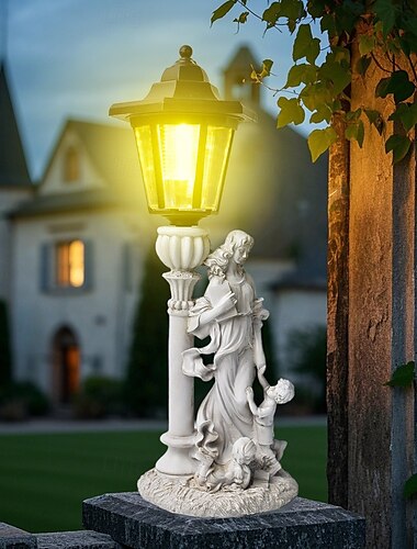  1 pc led outdoor landschaft lichter engel umarmung buch mutter und kind harz anhänger lampe hof garten rasen pfad park landschaft lampe dekorative lampe