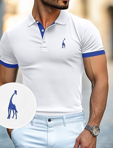  Herren Baumwoll-Poloshirt Golfshirt Lässig Revers Kurze Ärmel Bequem Schmuck & Bestickt Basic Sommer Schmale Passform Schwarz Weiß Rote Marineblau Königliches Blau Hellgrau Baumwoll-Poloshirt