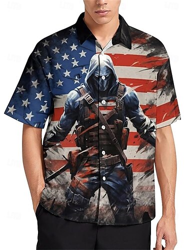  Independence Day 4 juli Amerikaanse Vlag Manga Hawaï-shirts Back To School Amerikaanse Vlag Grafisch Voor Voor heren Volwassenen Maskerade 4 juli 3D afdrukken Festival