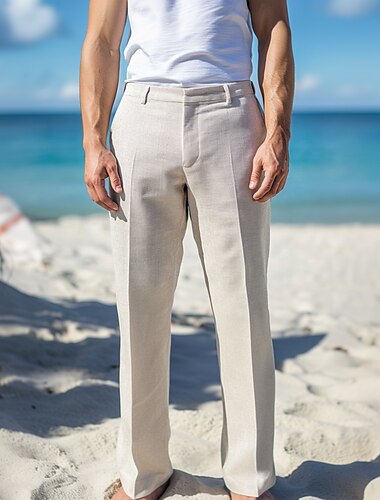  Dress Pants works Homme Long Couleur Unie Micro-Élastique Coupe Standard Vert Sauge Gris Claire Beige 2023