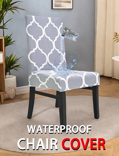  Funda para silla de comedor impermeable Funda para silla de comedor con respaldo alto Diseño duradero y protector Resistente a derrames y manchas Tela suave y cómoda Perfecta para el hogar y el restaurante