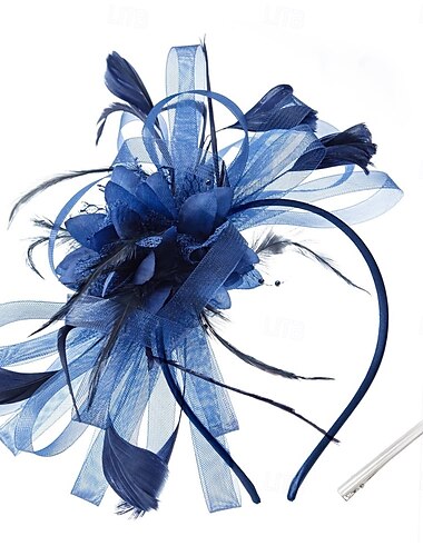  γυναικεία fascinators φτερά διχτυωτές κορδέλες Κεντάκι καπέλο ντέρμπι καπέλα τσαγιού με κεφαλόδεσμο και καπέλο fascinator με κλιπ